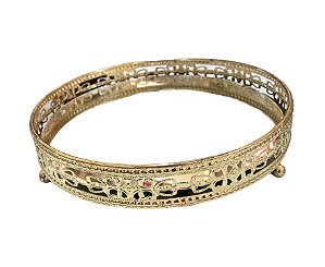 Bandeja Decorativa Espelhada Dourada Redonda - Royal