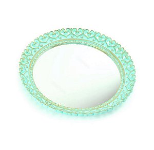 Bandeja Redonda Borda De Coração Azul Tifanny- D&A