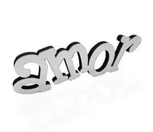 Palavra Amor em MDF Prata - Decoryou