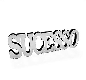 Enfeite Decorativo Palavra Sucesso em MDF Prata Espelhado - Decoryou