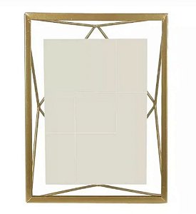 Porta Retrato Metal Vertical Dourado 10x15cm -