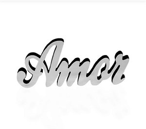 Palavra Amor em MDF Prata Espelhado - Decoryou