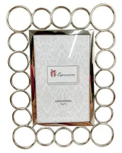 Porta Retrato de Metal Prata Redondo10x15