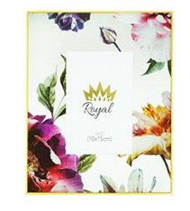 Porta Retrato Vidro Floral Branco 10x15