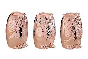 Trio Corujas Cerâmica Rosé - Mart