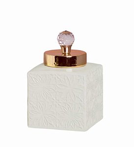 Pote Pequeno Relevo Off White Cristal