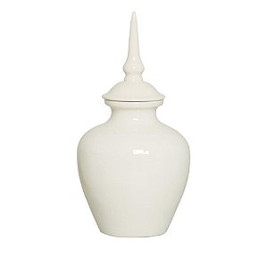 Vaso Médio Baixo Com Tampa Off White