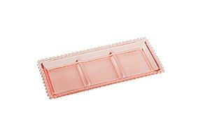 Petisqueira Cristal C/3 Divisões Pearl Rosa 30x13x3 cm - Wolff