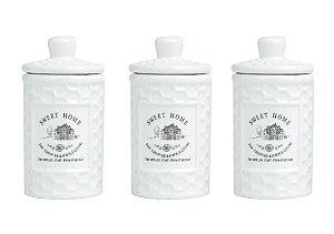 Cj 3 Potes Cerâmica Sweet Home 150 ml - Bon Gourmet