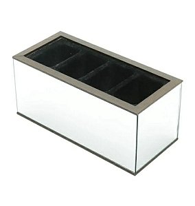 Porta Controle Madeira 4 Divisórias C/ Espelho