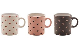 Cj 6 Canecas Cerâmica Coração Sortidas 240ml - Bon Gourmet