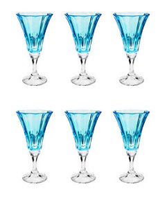 Cj 6 Taças de Cristal Ecológico P/ Água Wellington Island Paradise Azul - Bohemia