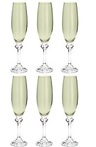 Cj 6 Taças de Cristal Ecológico P/ Champanhe Elisa Kale 220ml - Bohemia