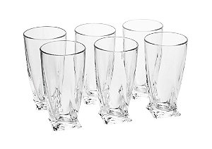 Cj 6 Copos de Cristal Highball Quadro 350ml - Bohemia