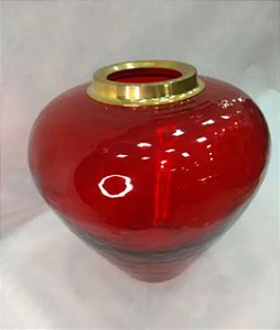 Vaso Grande em Vidro Vermelho Com Dourado - D&A