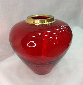 Vaso Pequeno em Vidro Vermelho Com Dourado - D&A