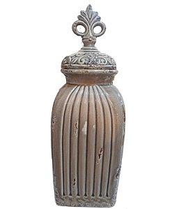 Vaso Marrom Cerâmica com Envelhecido Grande