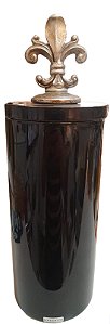 Vaso Potiche Alto Cerâmica Preto Flor de Liz - Mazzotti