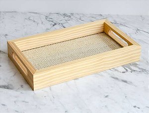 Bandeja de Madeira Pinus C/ Sisal Natural