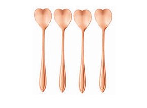 Cj 4 Colheres Aço Inox P/ Chá Heart Rose