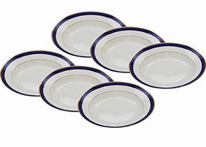 Cj 6 Pratos Fundo Alto Relevo Cobalt Gold - Wolff