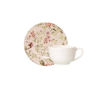 Cj 6 Xícaras c/ Pires Aquarelle Jardim 280ml - Copa & Cia