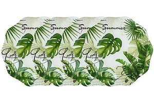 Cj 4 Pratos de Vidro Leaves Verde 25cm - Bon Gourmet