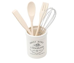 Cj 4 Utensílios P/ Cozinha C/ Suporte Cerâmica