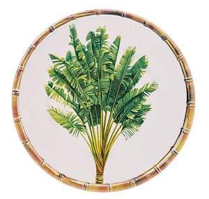 Prato Raso Melamina Palm Tree Branco 27cm - Lyor