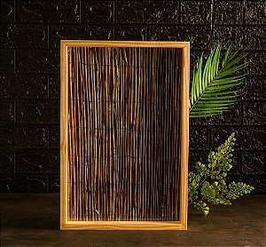 Bandeja de Madeira Pinus C/ Estampa Bambu 45x30x5cm - Woodart