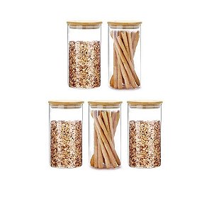 Pote Hermético de Vidro com Tampa Bambu 750ml