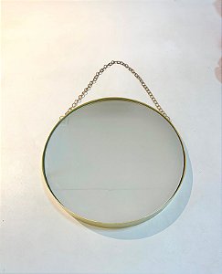 Espelho Redondo com Suporte Dourado 25x25cm - D&A