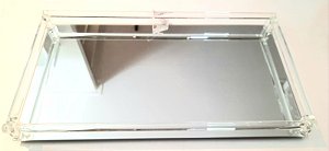 Bandeja Decorativa Espelho com Vidro 4x33x20cm.