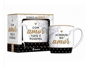 Caneca Porcelana Urban Com Amor Tudo é Possível - 360ml