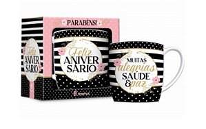 Caneca Porcelana Urban Feliz Aniversário - 360ml