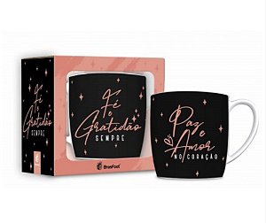 Caneca Porcelana Urban Fé e Gratidão - 360ml