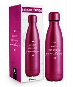 Garrafa Térmica Metal Neo Começe Recomece - 500ml
