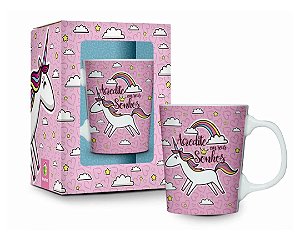 Caneca Porcelana Premium Unicórnio Acredite - 280ml