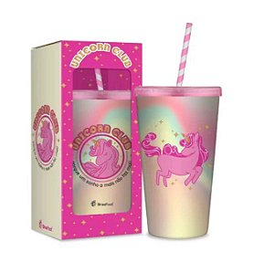 Copo Com Canudo Unicorn Club - 550ml