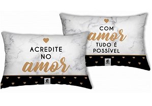 Almofada Retangulo Pequena Com Amor Tudo é Possível