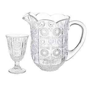 Cj 6 Taças 226ml e Jarra 1,4L Vidro Starry - Bon Gourmet