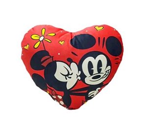 Almofada Fibra Mickey e Minie Coração Oficial