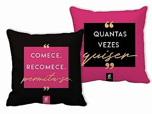 Almofada Comece Recomece. Permita -se.