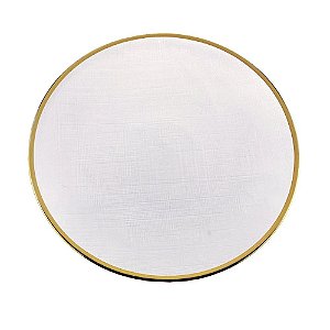 Prato Sobremesa Cristal de Chumbo c/ Borda Dourada Linen 21cm - Wolff
