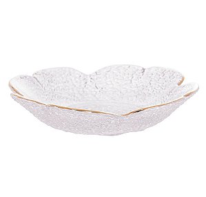 Bowl de Cristal de Chumbo Martelado c/ Borda Dourada Taj Flor 14,5x13,5cm - Wolff