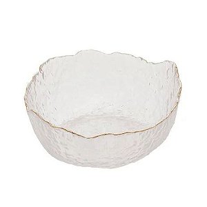 Bowl de Cristal Martelado C/ Borda Dourada Taj 13x6,5cm - Wolff