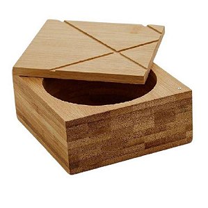 Saleiro Quadrado Bambu C/ Tampa 9x9x7cm