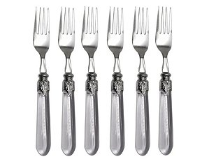 Cj 6 Garfos P/ Mesa de Aço Inox C/ Cabo de Plástico Destiny Transparente 22cm