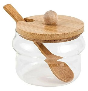 Açucareiro Vidro Borossilicato com Tampa e Colher de Bambu - Mimo Style