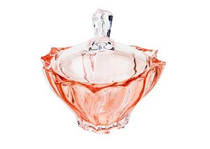 Potiche Decorativo Cristal C/ Tampa Paradise Coral Metálico 12x12cm - Wolff